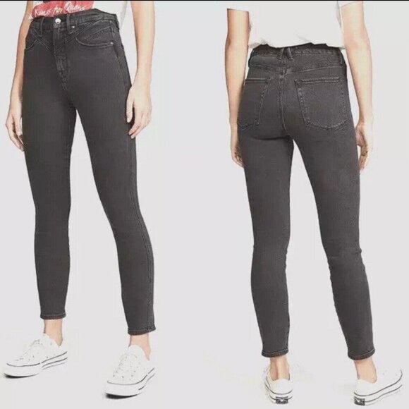 Good American Good Curve Yoke Skinny Jeans Stretch Women's Size 0 25 Black - Picture 1 of 11